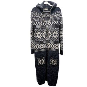 TALISMAN Fair Isle Hooded Duster Cardigan XL